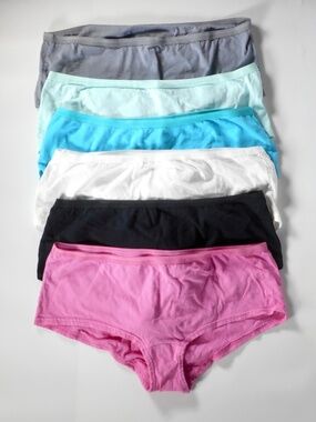 6 NEW Fruit of the Loom Sz 8 XL 100% Cotton Hi-Cut Panties Pink Blue Black Mint